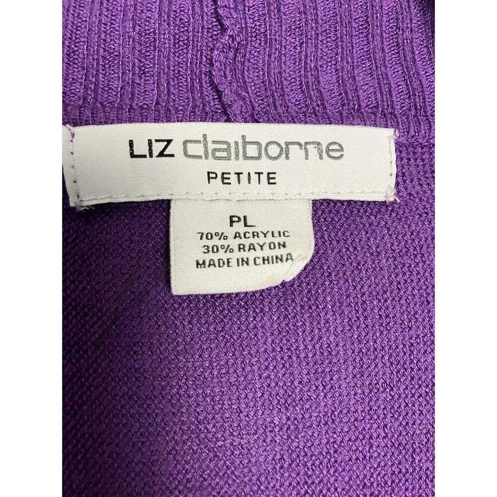 Liz Claiborne Womens Petite Cardigan Purple Size PL